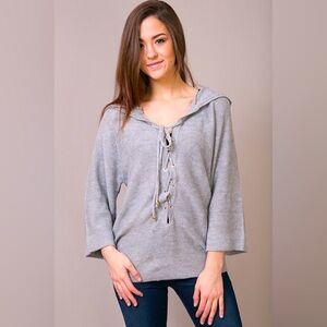 Grey Lace up Sweater